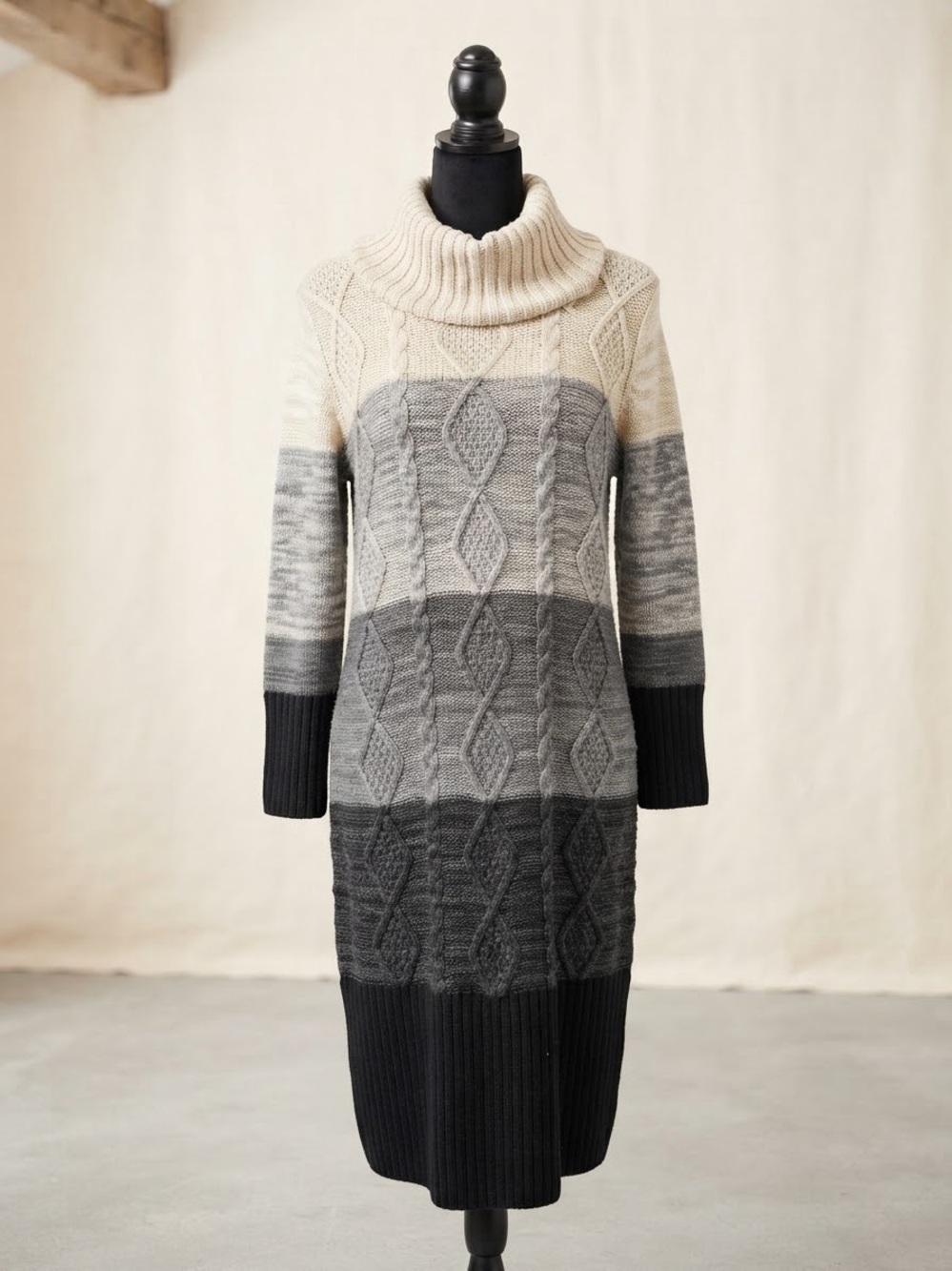 Studio one ombre Colorblock ladies size XL sweater dress cowl neck cozy winter